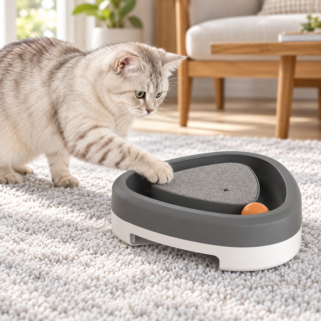 Electric Triangle Cat Toy with Feather