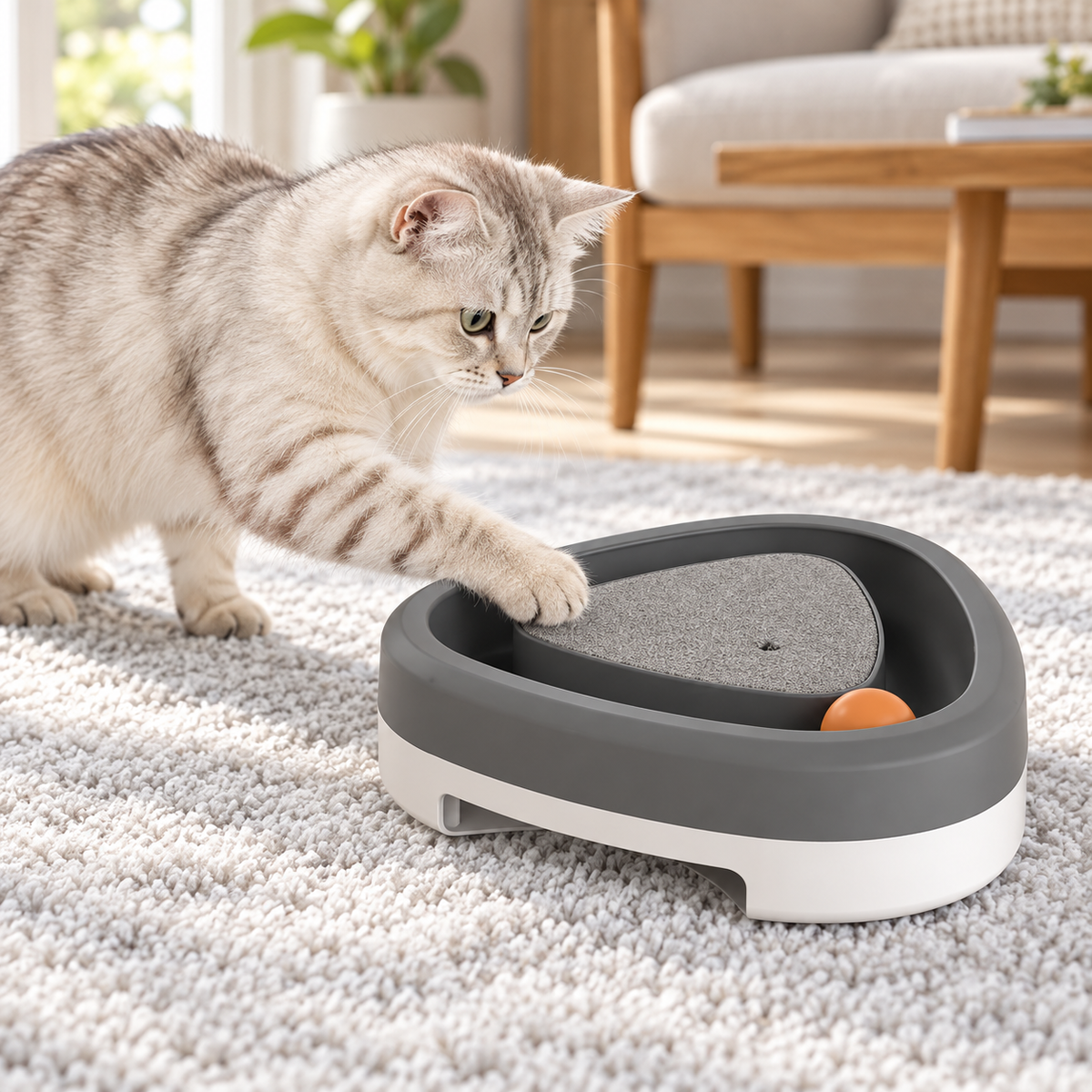 Electric Triangle Cat Toy with Feather