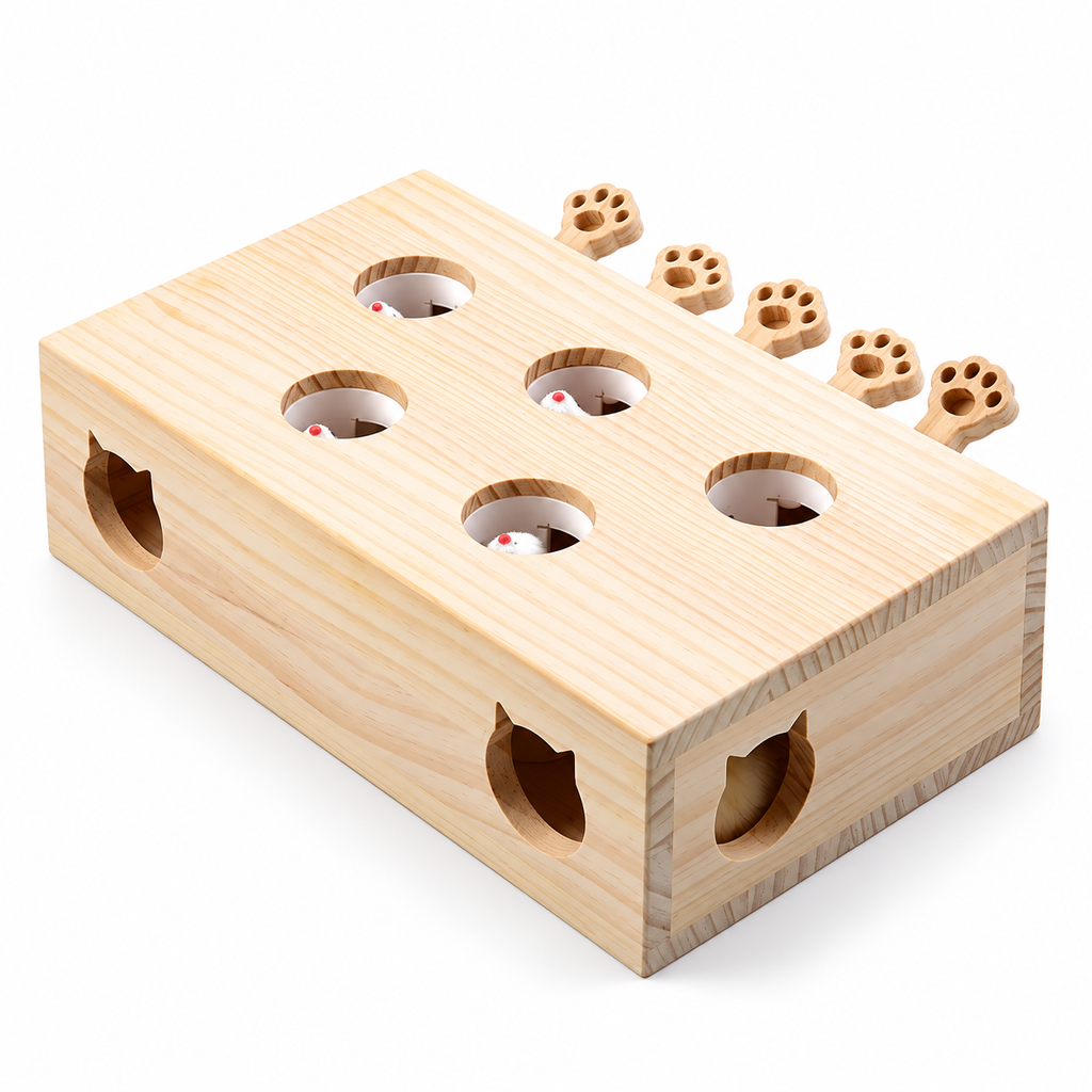 Wooden Whac-a-Mole Cat Toy