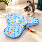 Hide-and-Seek Plush Tail Cat Toy in a sunlit home with a curious cat
